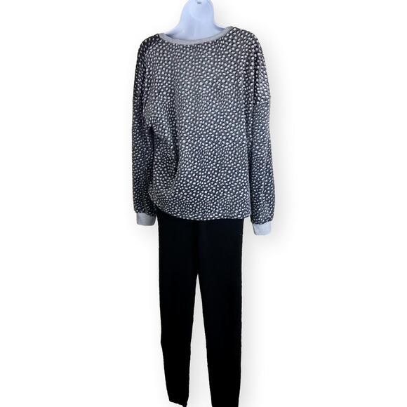 Splendid Leopard Velour Top + Fleece Pants M - Picture 6 of 9